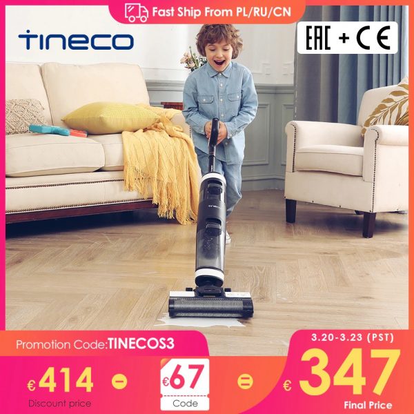 Tineco Floor One S3 Máy hút bụi thông minh khô ướt không dây dùng cho gia đình Làm sạch nhiều bề mặt Đèn LED APP gia dụng cầm tay