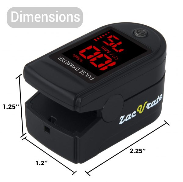 Máy đo nồng độ oxy trong máu Zacurate Pro Series 500DL Máy đo độ bão hòa oxy trong máu với nắp silicon, pin và dây buộc (Màu đen hoàng gia)