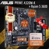 Asus PRIME A320M-K With Ryzen 5 3600 A320 Motherboard Set PCI-E 3.0 DDR4 32GB 3200OC AMD 1/2TH Gen Micro ATX Placa-mãe Kit New