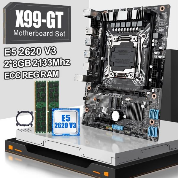 JINGSHA X99GT lga 2011-V3 motherboard set with XEON E5 2620V3 and 2*8gb=16GB DDR4 2133MHZ ECC REG RAM support PCIE 16X USB 3.0