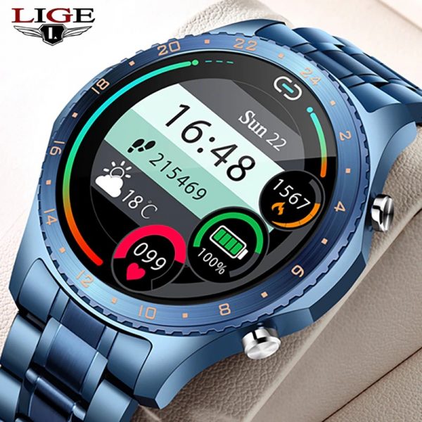 LIGE 2021 New Smart Watch Men Bluetooth Call Watch Heart Rate Blood Pressure Monitoring Sports Smart Watch Men For Android IOS