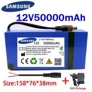 100% New Portable 12v 50000mAh Lithium-ion Battery pack DC 12.6V50Ah battery With EU Plug+12.6V1A charger+DC bus head wire