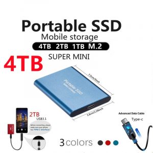 4TB/2TB/1TB Mobile Hard Disk Type C USB3.1 Portable SSD Shockproof Aluminum Alloy Solid State Drive SSD Transmission Speed
