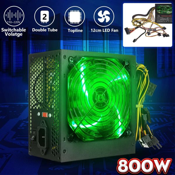 800W 220V PC Power Supply 12cm LED silent Fan with Intelligent temperature control Intel AMD ATX 12V for Desktop computer