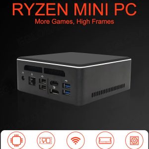 Eglobal Mini PC AMD Ryzen 7 2700U 5 3550H Windows 11 TPM2.0 Vega Graphic 2 DDR4 M.2 NVMe Computer 3x4K Type-c HDMI2.0 DP AC WiFI