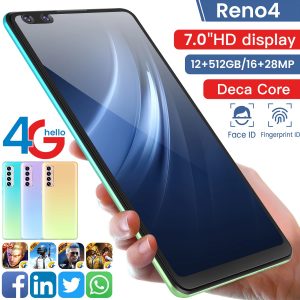 F001 Reno4 8G+256GB Global Version 7.0 inch Water Drop screen Smartphone 800W+2000W 4 Rear Camera 5000mAh 4G 5G Mobile Phone