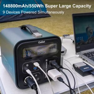 Portable Power Station 550Wh Solar Generator Peak 1000W 110V/220V AC Outlets For Outdoor RV/Van Camping CPAP Home SOS Emergency