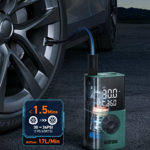Alternative view of AstroAI L7S Tire Inflator Portable Air Compressor Cordless with Digital Pressure Gauge, 150 PSI LED Light Bike Air Pump with Fast Inflation & Auto Shut-Off for Car Tires,Motorcycles,Bikes,Balls,Green