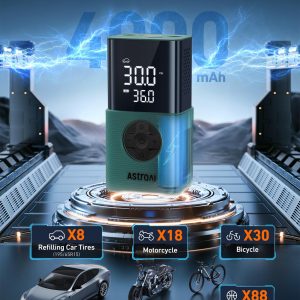 AstroAI L7S Tire Inflator Portable Air Compressor Cordless with Digital Pressure Gauge, 150 PSI LED Light Bike Air Pump with Fast Inflation & Auto Shut-Off for Car Tires,Motorcycles,Bikes,Balls,Green - Image 5