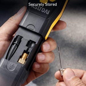 Bơm điện AstroAI 150PSI cho xe đạp, có đồng hồ đo áp suất, bơm nhanh trong 30 giây | Bơm hơi di động với van Presta & Schrader, tự động ngắt, đèn LED và thiết kế có ngăn chứa đồ, phù hợp cho xe đạp leo núi, xe đạp đường trường, xe máy, bóng. - Image 4
